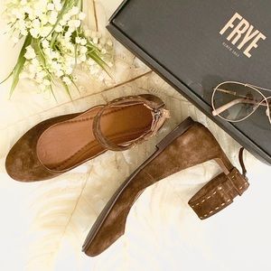 ✂️ 🎉HP🎉Frye Ankle Ballet Flat Wood Oiled Suede